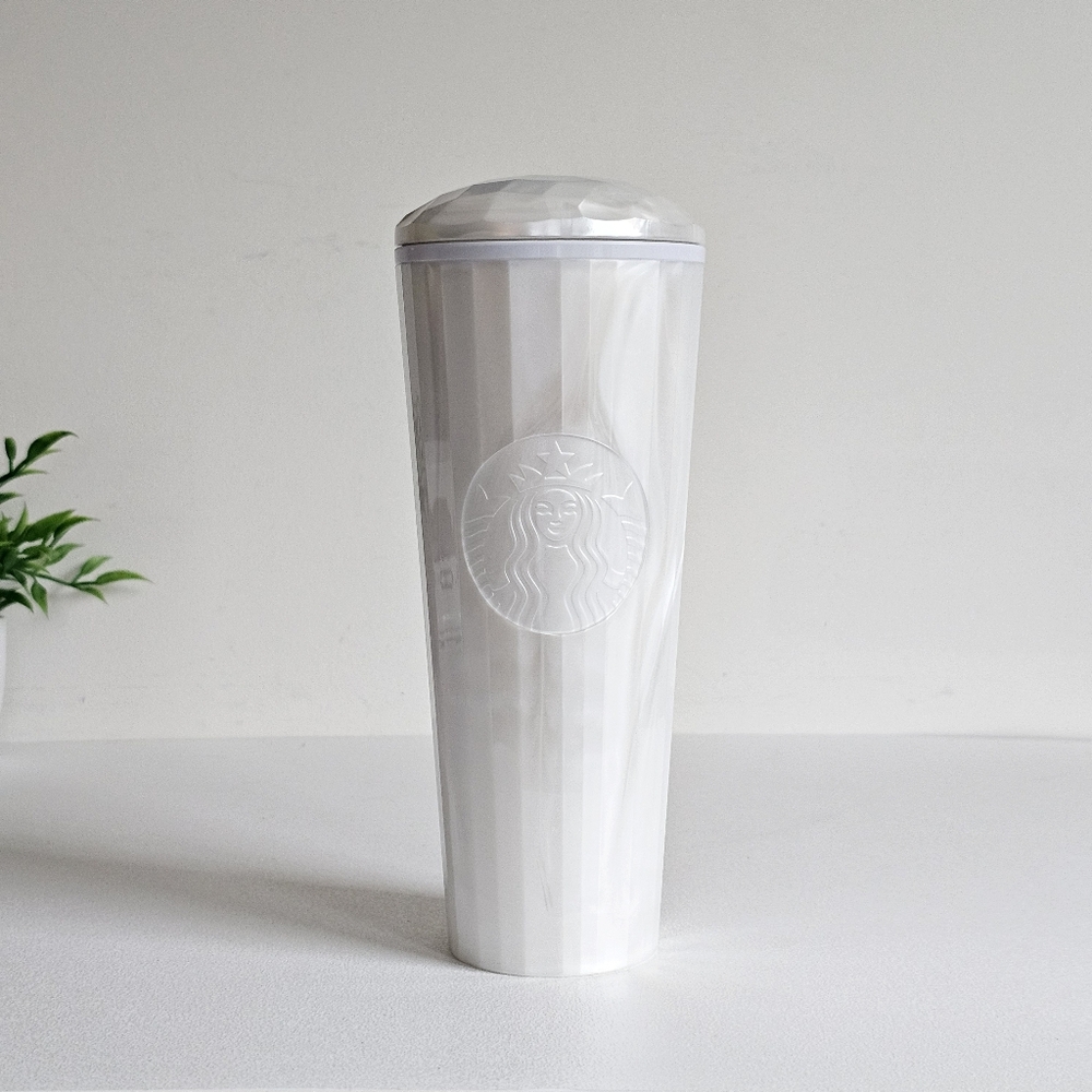 Starbucks Aesthetic White Marble Pearl Dome Kaleidoscope 2022 Cold Cup Tumbler